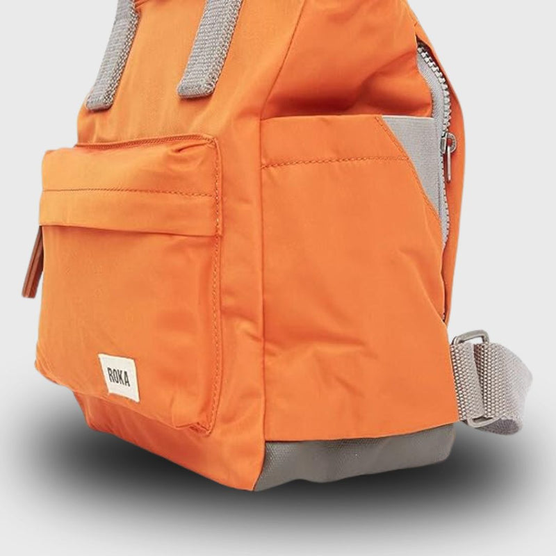 Roka London Canfield B Recycled Nylon Backpack Small Burnt Orange