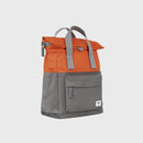 Roka London Canfield B Two Tone Recycled Nylon Backpack Small Graphite/Orange